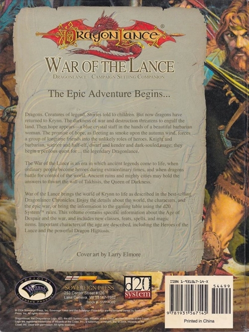 D&D 3.5 - Dragonlance - War of the Lance Campaign Setting Companion (B Grade) (Genbrug)